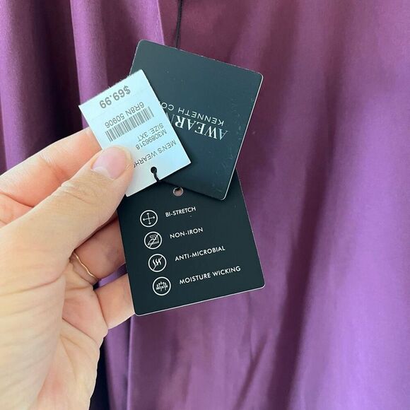 AWARENESS KENNETH COLE Modern Fit Performance Dress Shirt purple plum 3XT NWT - Picture 6 of 9